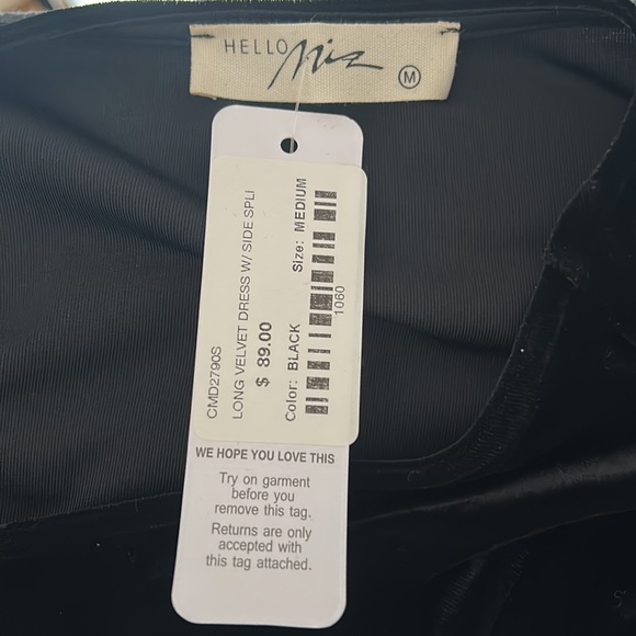 Long Velvet Dress W/ Side Split - Picture 4 of 5